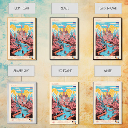 Kurgan Russia Travel Poster Framed Canvas Print, Midcentury Modern Art, Pop Art Wall Decor, Scenic Wall Art, Living Room Decoration, Office Gift