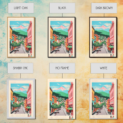 Kutaisi Georgia Travel Poster Framed Canvas Print, Midcentury Modern Art, Pop Art Wall Decor, Scenic Living Room Art, Bedroom Decor