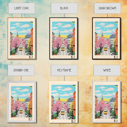 Mykolaiv Ukraine Travel Poster Framed Canvas Print, Midcentury Modern Art, Pop Art Wall Decor, Scenic Bedroom Art, Office Decoration