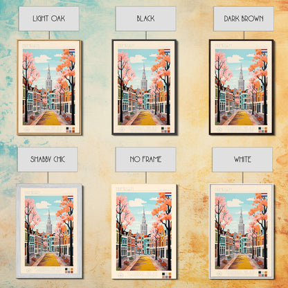 Nijmegen Netherlands Travel Poster Framed Canvas Print, Midcentury Modern Art, Pop Art Wall Decor, Scenic Living Room Art, Bedroom Gift