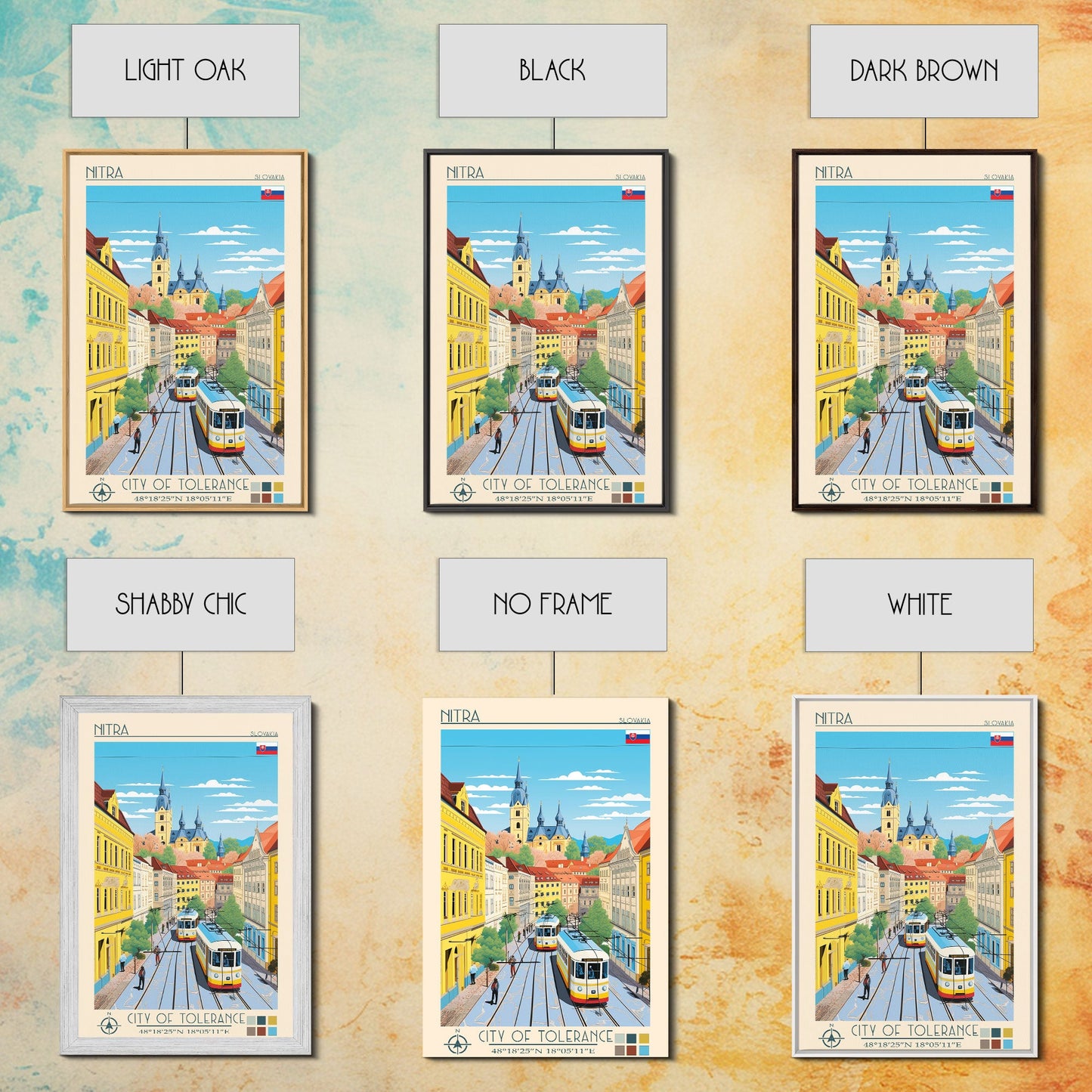 Nitra Slovakia Travel Poster Framed Canvas Print, Midcentury Modern Art, Pop Art Wall Decor, Scenic Wall Art, Living Room Decoration, Office Gift