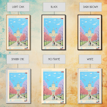 Novi Pazar Serbia Travel Poster Framed Canvas Print, Midcentury Modern Art, Pop Art Wall Decor, Scenic Wall Art, Living Room Decoration, Office Gift