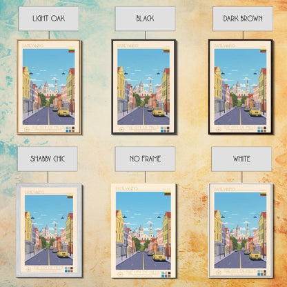 Panevėžys Lithuania Travel Poster Framed Canvas Print, Midcentury Modern Art, Pop Art Wall Decor, Scenic Living Room Art, Bedroom Gift