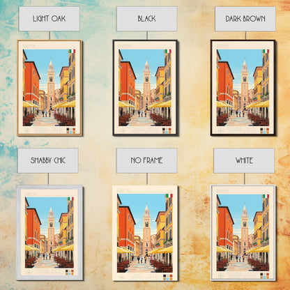 Parma Italy Travel Poster Framed Canvas Print, Midcentury Modern Art, Pop Art Wall Decor, Scenic Wall Art, Bedroom Decoration