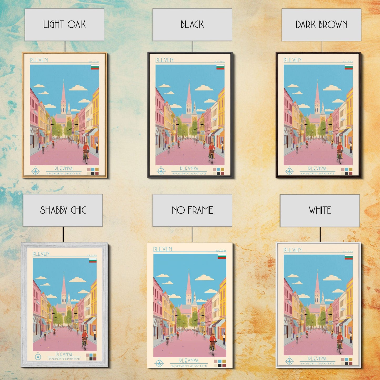 Pleven Bulgaria Travel Poster Framed Canvas Print, Midcentury Modern Art, Pop Art Wall Decor, Scenic Wall Art, Living Room Decoration, Office Gift