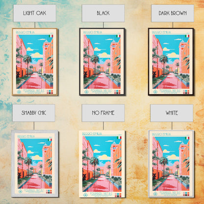 Reggio Emilia Italy Travel Poster Framed Canvas Print, Midcentury Modern Art, Pop Art Wall Decor, Scenic Wall Art, Living Room Decoration, Office Art