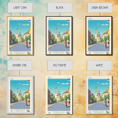 Užice Serbia Travel Poster Framed Canvas Print, Midcentury Modern Art, Pop Art Wall Decor, Living Room Art, Scenic Wall Art