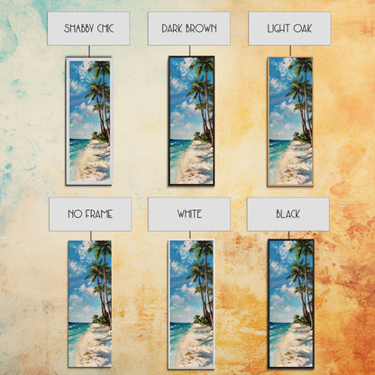 Canvas Beach Landscape Painting, Textured Framed Canvas Art Print, Vertical Beach Art, Gallery Wall Painting, Modern Coastal Decor