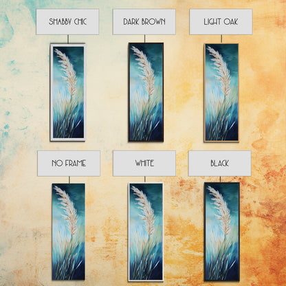 Soft Blue Pampas Grass Canvas Print botanical prints, tall narrow art, wabi sabi art, coastal decor, sage green wall art, modern farmhouse decor, extra wide art, minimalist art, bedroom art