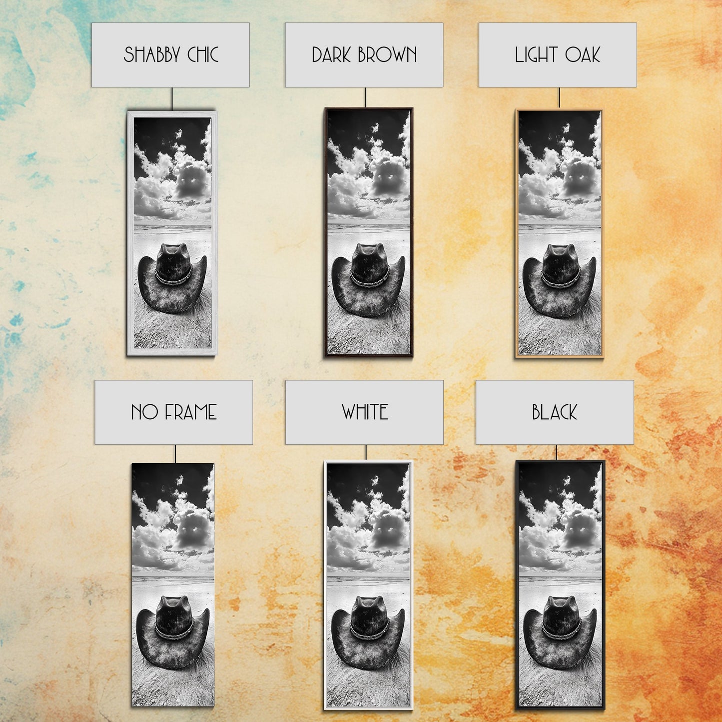 Weathered Cowboy Hat, Coastal Cowgirl Wall Art, Framed Canvas Print, Rustic Décor, Boho Art, Minimalist Art, Nautical Wall Art