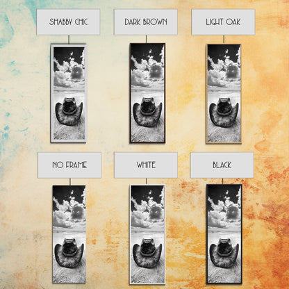 Weathered Cowboy Hat, Coastal Cowgirl Wall Art, Framed Canvas Print, Rustic Décor, Boho Art, Minimalist Art, Nautical Wall Art