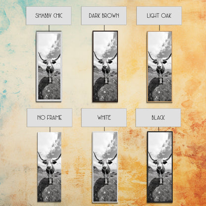 Texas Longhorn Art, Canvas Print, rustic decor, bull and bear art, cowboy western wall art, farmhouse decor, barn landscape oil painting