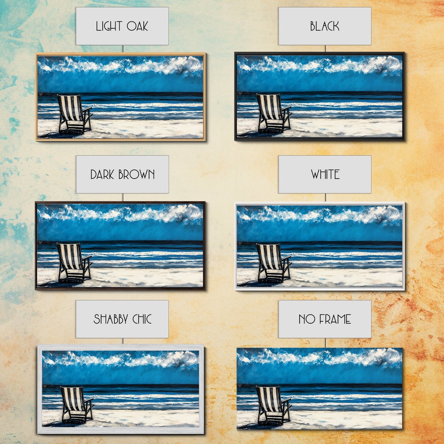 Beach Chair, coastal decor, nautical painting, seascape painting, ocean view, lake Tahoe art, blue and green wall art, Framed Canvas Print, surf