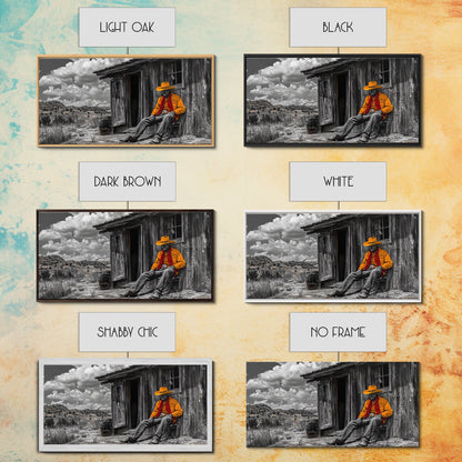 Cowboy Cabin Framed Canvas Print | Rustic Wall Art | Southwest Decor | Chicano Art | Above Couch Art | Moody Art | Western Landscape Art