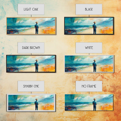 Küstenwanderer, Meeresgemälde, Seestück, Stranddeko, nautische Wandkunst, Panoramabild, Küstenlandschaftsmalerei, gerahmter Leinwanddruck