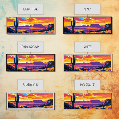 Southwest Sunset, Joshua tree art, desert landscape, southwest wall art, pink orange wall art, bold colors, framed canvas print