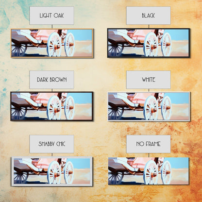 Western Carriage, vintage horse art, rustic wall art, extra wide art, above couch art, cowboy painting, framed canvas print