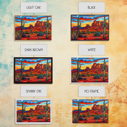 Retro Style Desert Landscape Painting Print, Pop Art, Farmhouse Decor, Arizona Art, Southwest Decor, Country Art, Living Room Decor