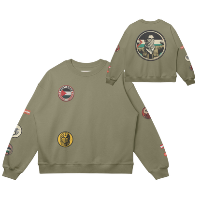 Palestine Solidarity PRINTED Patches Drop Shoulders Sweatshirt