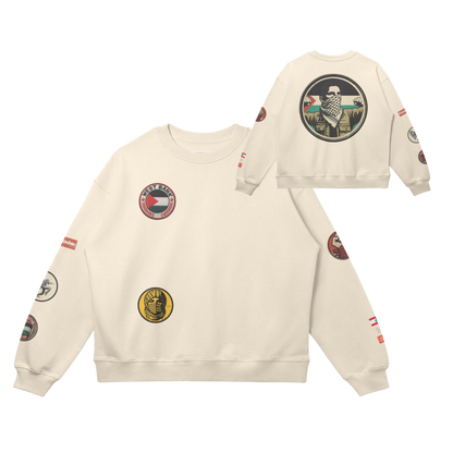 Palestine Solidarity PRINTED Patches Drop Shoulders Sweatshirt