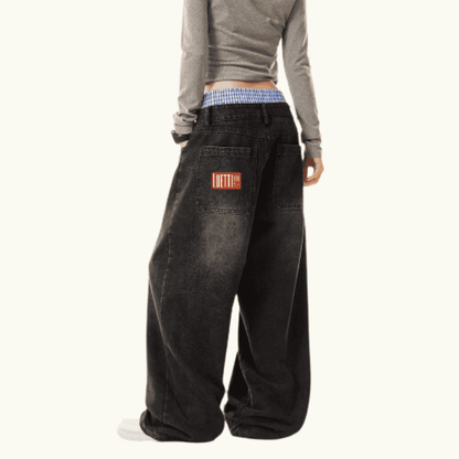 Palestine Design Unisex Double Waist Baggy Wide Leg Jeans. FINAL SALE.