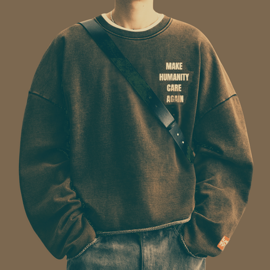 Make Humanity Care Again Unisex Washed Cropped Sweatshirt