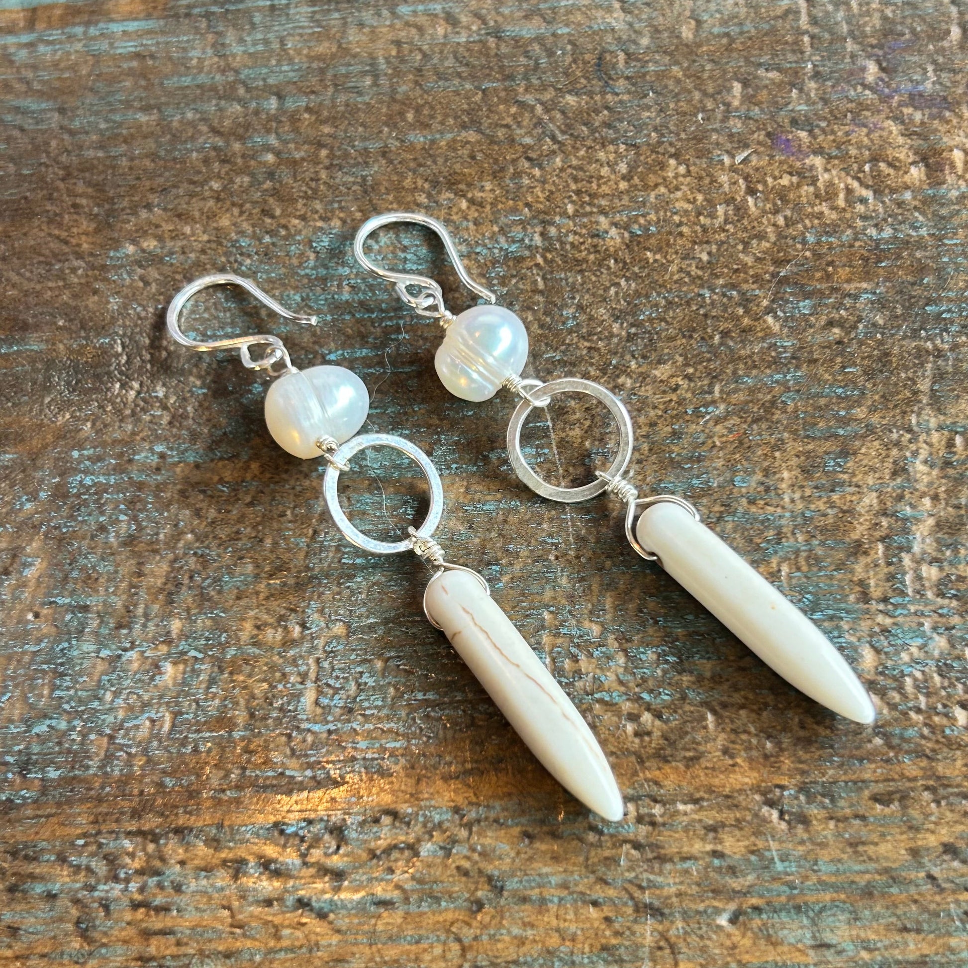 Ariel Earrings - White Pearl and Howlite Earrings-0