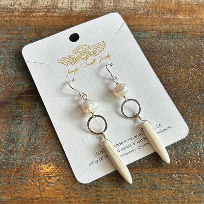Ariel Earrings - White Pearl and Howlite Earrings-1