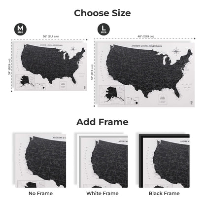 Wooden Canvas USA Map - Onyx