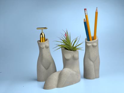 SET OF 3 AIR PLANT HOLDERS, Female Body Vase