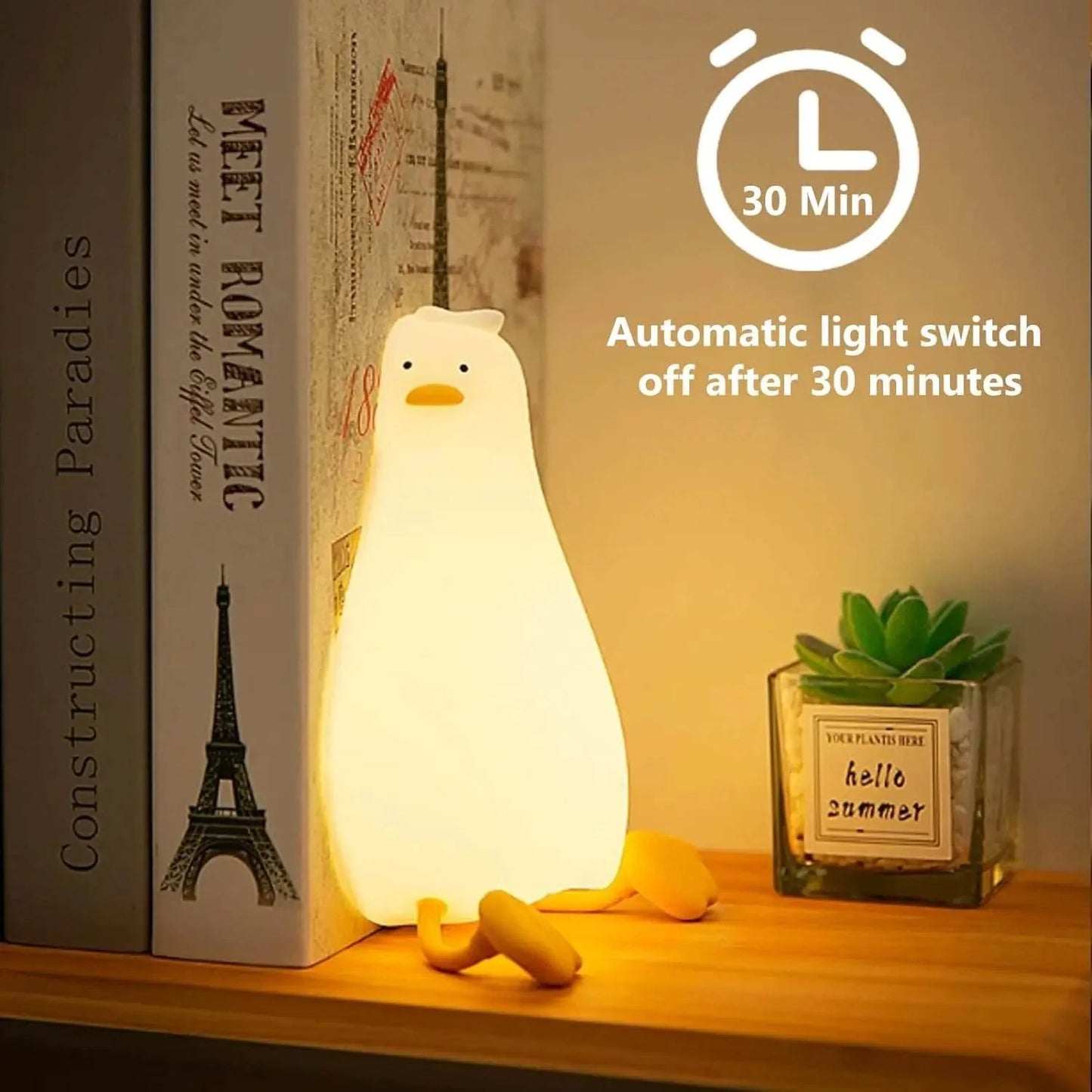 Silicone Lying Flat Duck Night Light Cute Kids Room Lamp