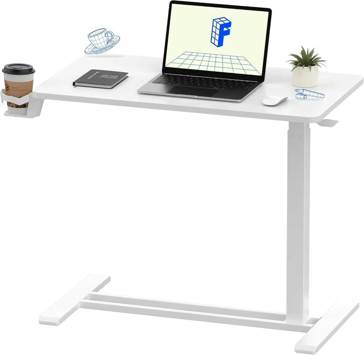 Electric Standing Desk with Drawers, Glass Adjustable Height