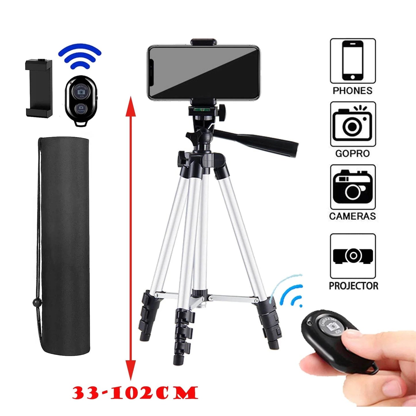 Phone Tripod For Video Recording With Bluetooth Remote
