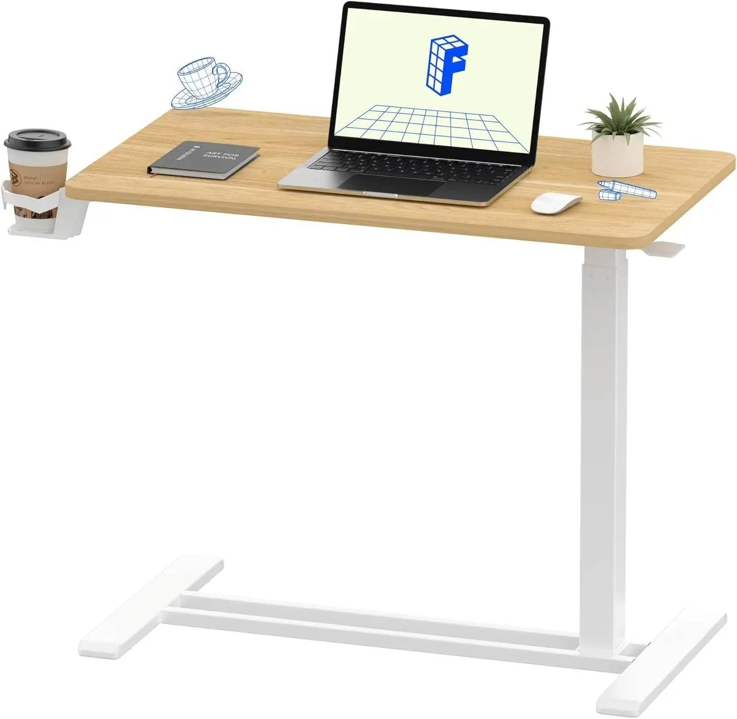 Electric Standing Desk with Drawers, Glass Adjustable Height