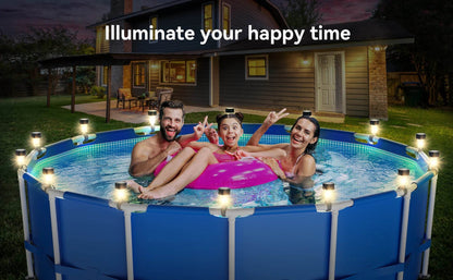 6 Packages Waterproof LED Solar Pool Light Frames Outdoor