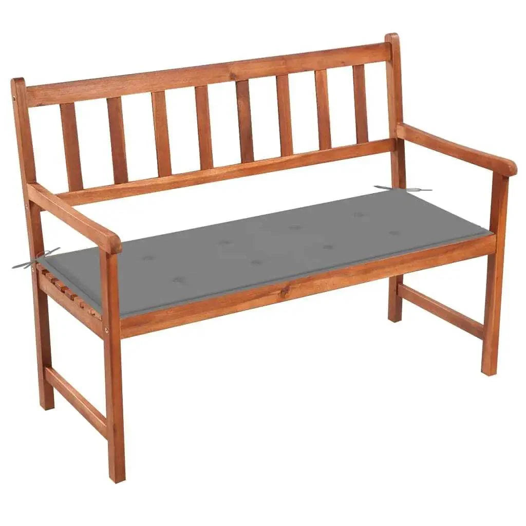 47.2” Acacia Wood Patio Bench with Cushion for Outdoor Relaxation