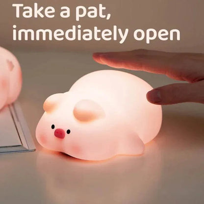 Cute Pink Piggy Night Light USB Rechargeable LED Lamp