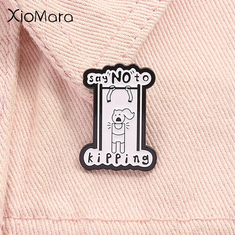 "No Kipping" Fitness Enamel Pin Brooch Badge Jewelry Gift