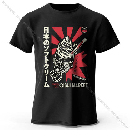 Japanese Foodie Print Cotton T-Shirt, Soft & Breathable Tee