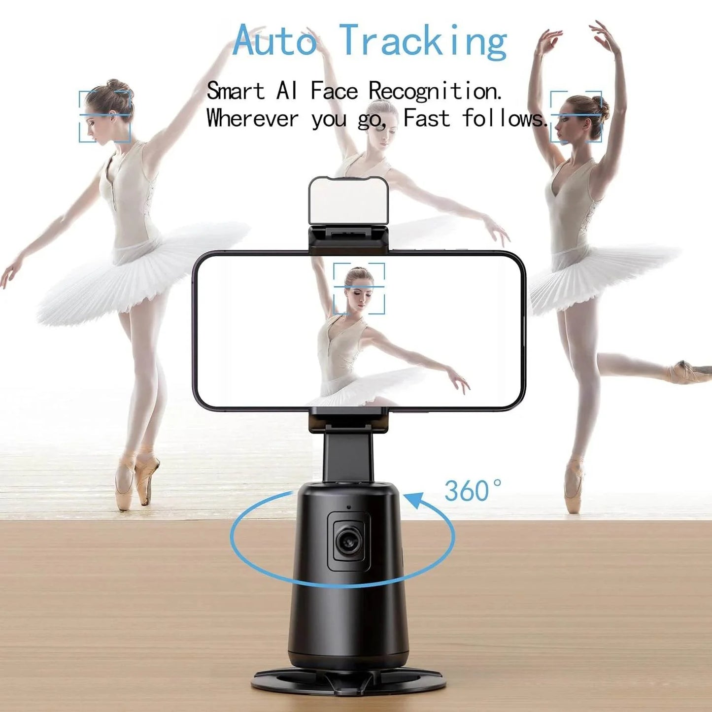 Auto Face Tracking Tripod for Phone with 360° Rotation