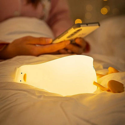Silicone Lying Flat Duck Night Light Cute Kids Room Lamp
