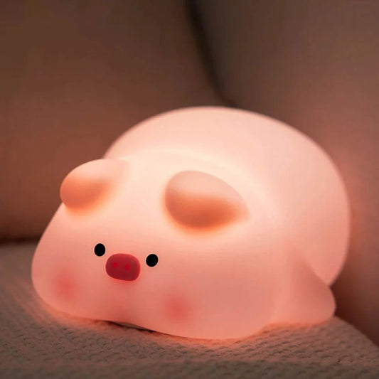 Cute Pink Piggy Night Light USB Rechargeable LED Lamp