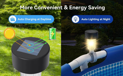 6 Packages Waterproof LED Solar Pool Light Frames Outdoor