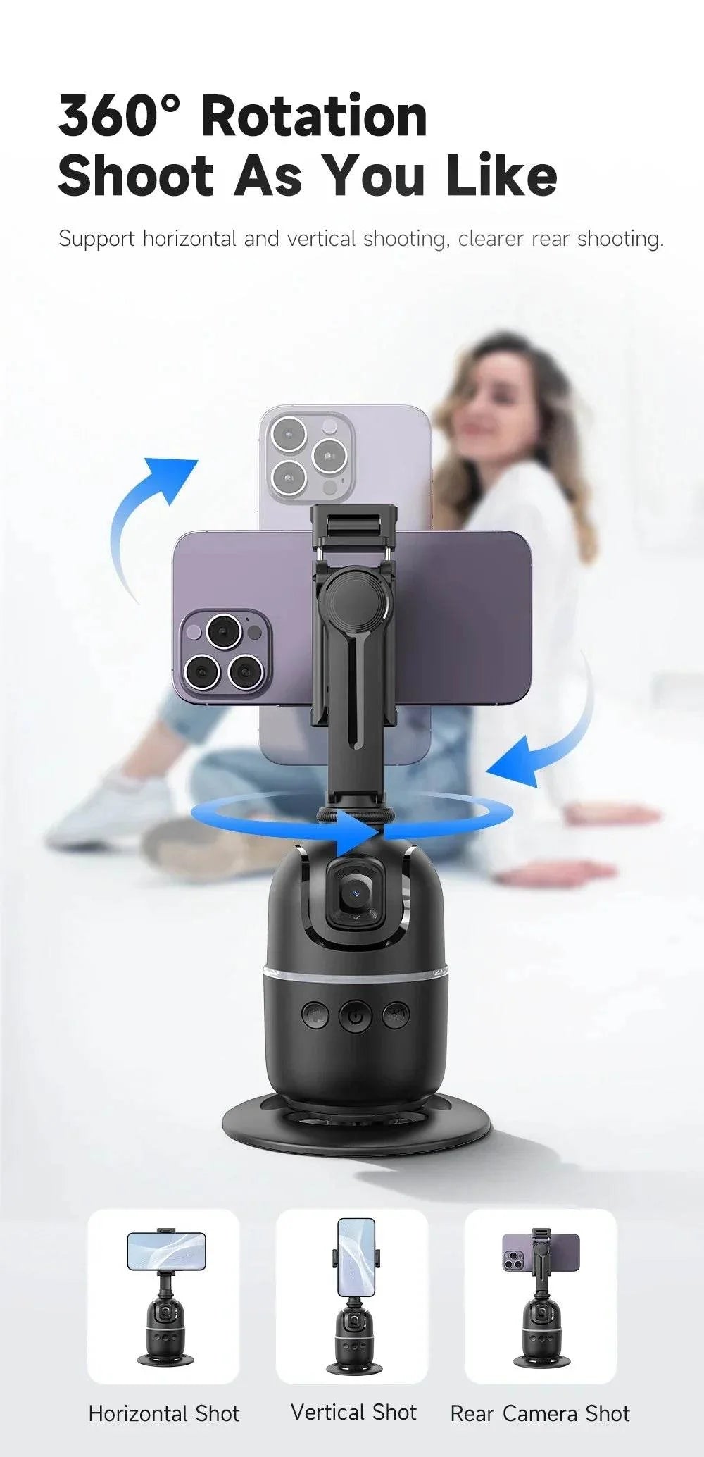 360° Smart Auto Face Tracking Gimbal Stabilizer Tripod