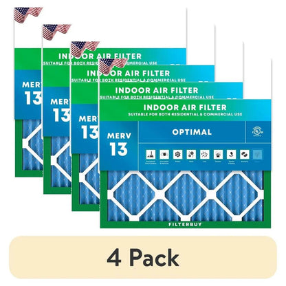 4 Pack 20x20x1 MERV 13 Pleated HVAC Air Filters Easy Install