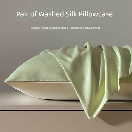 Summer Washed Ice Silk Double Pillow Case for Home Use