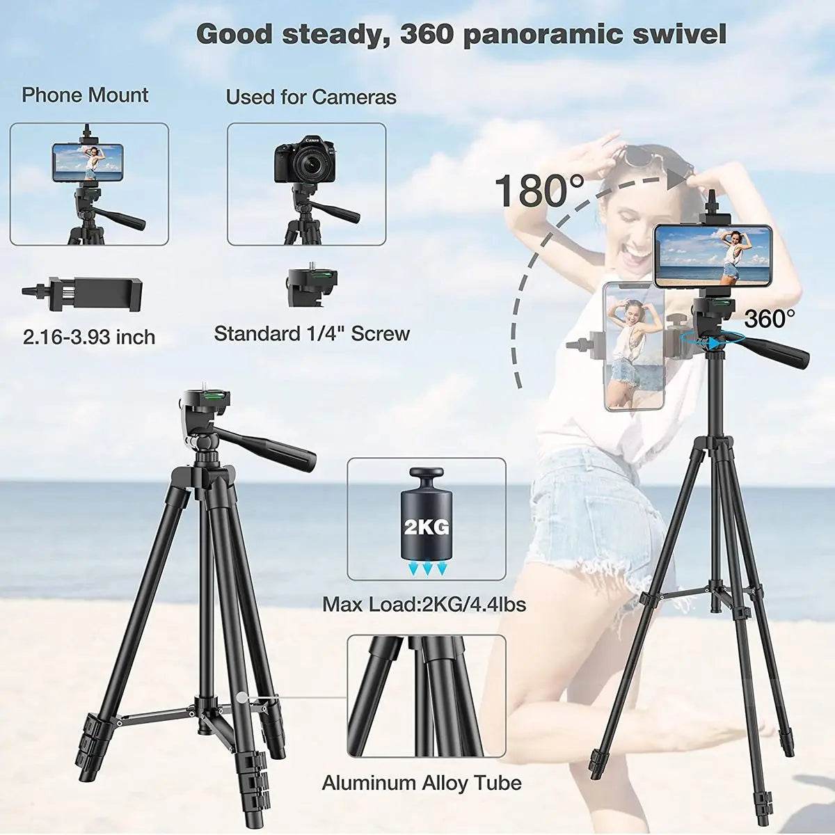 Phone Tripod For Video Recording With Bluetooth Remote