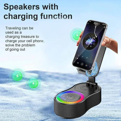 360° Rotatable Adjustable Phone Holder Wireless Speaker