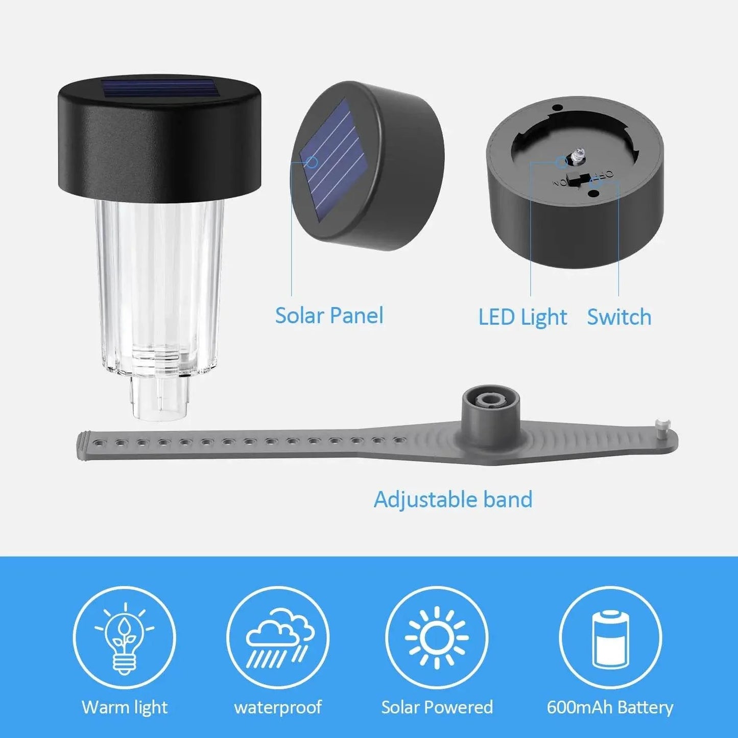 6 Packages Waterproof LED Solar Pool Light Frames Outdoor