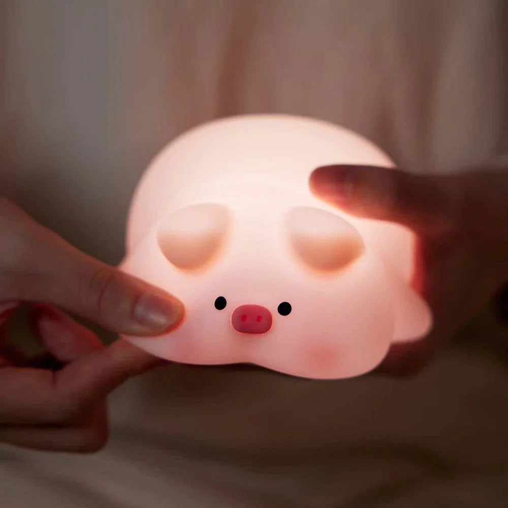 Cute Pink Piggy Night Light USB Rechargeable LED Lamp